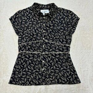 Weekend Max Mara Womens Y2K Babydoll‎ Blouse Silk Size Small Floral Button Up